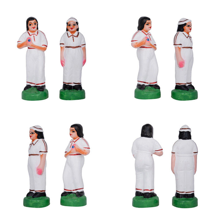 Cricket Game Clay Golu Bommai Set - 7 x 2.5 Inches | Giri Golu Doll/ Navaratri Golu Bomma/Gombe/Bommai