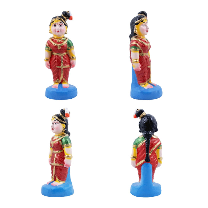 Young Couple Clay Golu Bommai Pair - 8 x 3.5 Inches | Giri Golu Doll/ Navaratri Golu Bomma/Gombe/Bommai - Clay Kolu Bommai