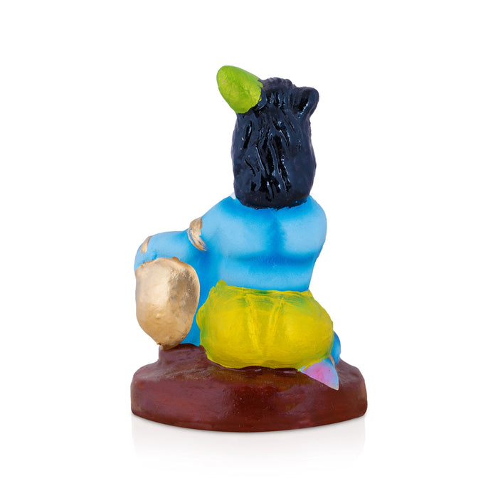 Krishna with Butter Pot Clay Golu bommai - 6 x 4 Inches | Giri Golu Doll/ Navaratri Golu Bommai/ Gombe