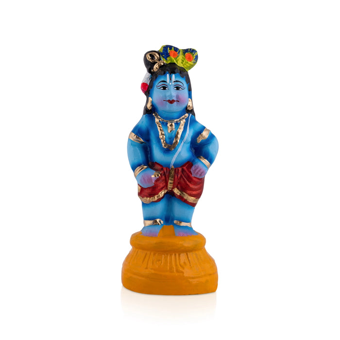 Krishna Clay Golu Bommai - 7 x 4 Inches | Giri Golu Doll/ Navaratri Golu Bomma/ Gombe/ Bommai