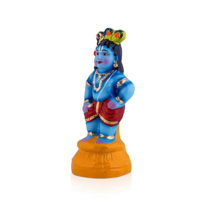 Krishna Clay Golu Bommai - 7 x 4 Inches | Giri Golu Doll/ Navaratri Golu Bomma/ Gombe/ Bommai