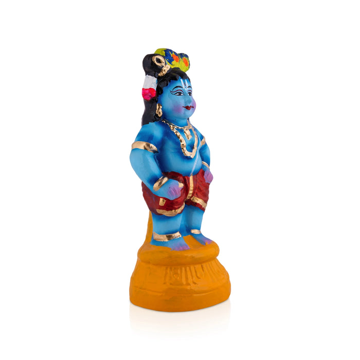 Krishna Clay Golu Bommai - 7 x 4 Inches | Giri Golu Doll/ Navaratri Golu Bomma/ Gombe/ Bommai