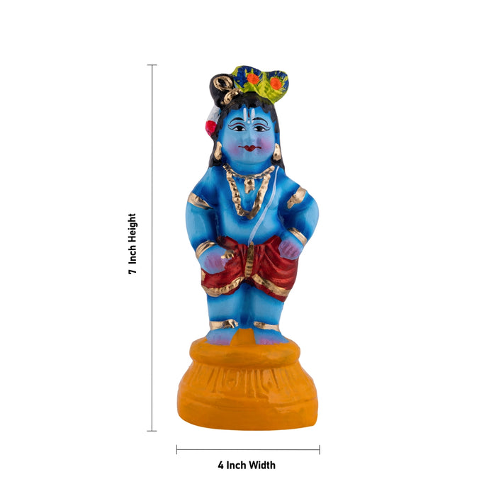 Krishna Clay Golu Bommai - 7 x 4 Inches | Giri Golu Doll/ Navaratri Golu Bomma/ Gombe/ Bommai