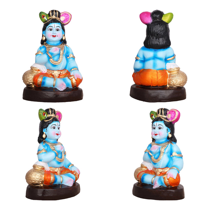 Butter Krishna Clay Golu Bommai - 9 x 10 Inches | Giri Navaratri Golu Bomma/ Golu Doll/ Bommai/ Gombe