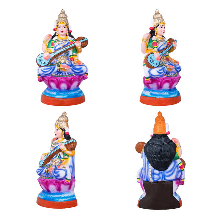 Lakshmi Saraswati Durga Clay Golu Bommai Set - 18 x 11 Inches | Giri Golu Doll/ Navaratri Golu Bomma/Gombe - Clay Kolu Bommai