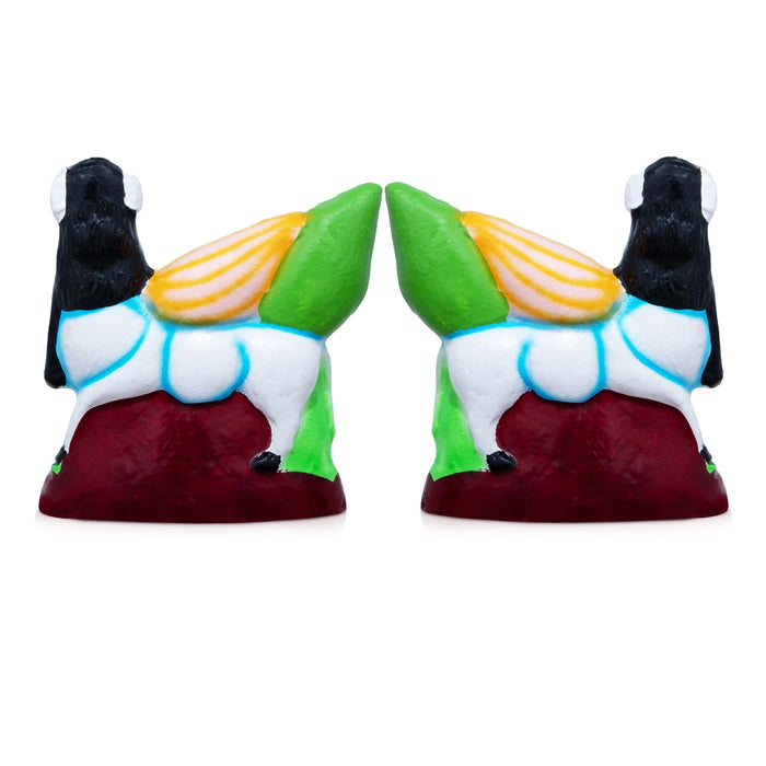 Kamadhenu Clay Golu Bommai Pair - 8 x 7 Inches | Giri Golu Doll/ Navaratri Golu Bomma/Gombe/Bommai - Clay Kolu Bommai