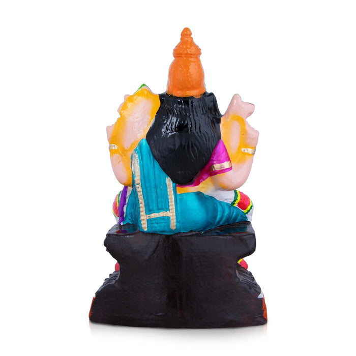 Balambigai Sitting On Thiripurasundari Clay Golu Bommai - 12 x 7 Inches | Giri Golu Doll/ Navaratri Golu Bomma - Clay Kolu Bommai