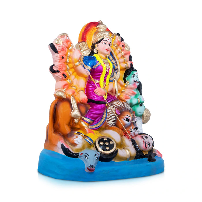 Mahishasura Mardini Clay Golu Bommai - 18 x 11 Inches | Giri Golu Doll/ Navaratri Golu Bomma/Gombe/Bommai