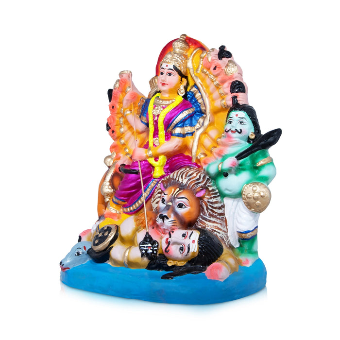 Mahishasura Mardini Clay Golu Bommai - 18 x 11 Inches | Giri Golu Doll/ Navaratri Golu Bomma/Gombe/Bommai