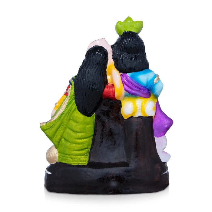 Radha Krishna Clay Golu Bommai - 13 x 6 Inches | Giri Golu Doll/ Navaratri Golu Bomma/Gombe/Bommai