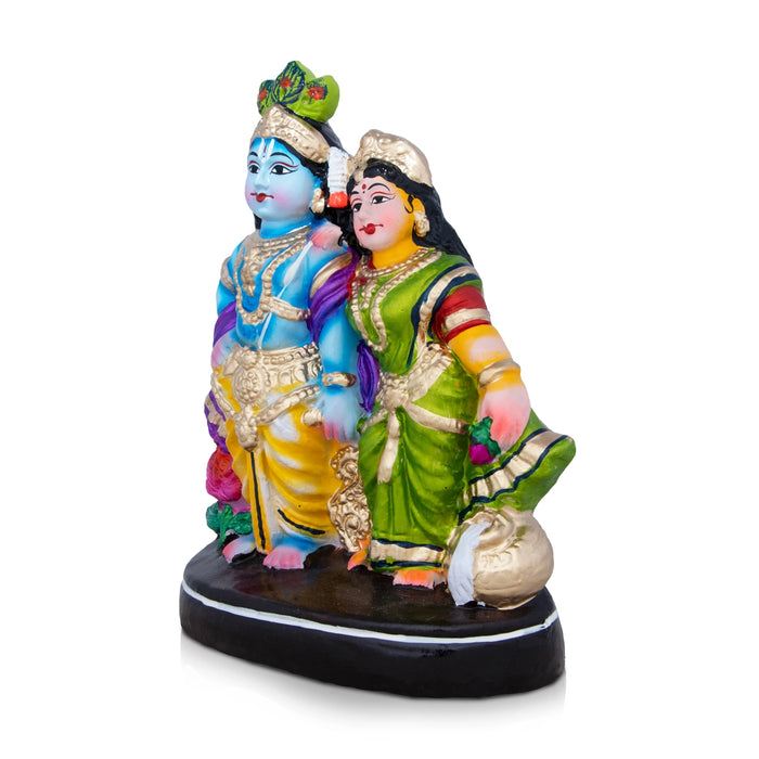 Radha Krishna Clay Golu Bommai - 13 x 6 Inches | Giri Golu Doll/ Navaratri Golu Bomma/Gombe/Bommai