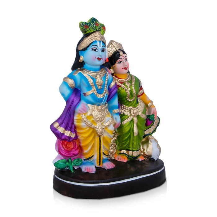 Radha Krishna Clay Golu Bommai - 13 x 6 Inches | Giri Golu Doll/ Navaratri Golu Bomma/Gombe/Bommai