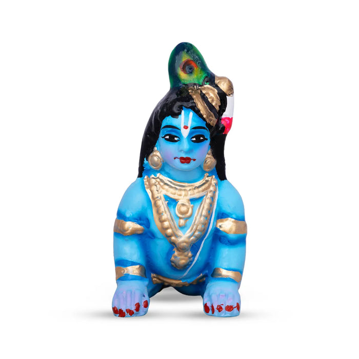 Crawling Krishna Paper Mache Golu Bommai – 5.5 X 5.5 Inches | Giri Golu Doll / Navaratri Golu Bomma / Gombe / Bommai