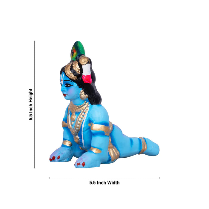 Crawling Krishna Paper Mache Golu Bommai – 5.5 X 5.5 Inches | Giri Golu Doll / Navaratri Golu Bomma / Gombe / Bommai