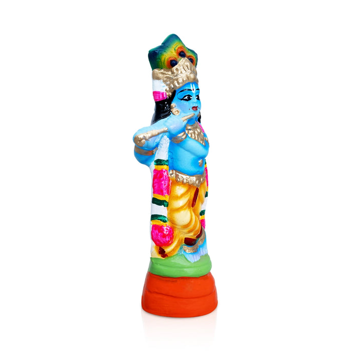 Flute Krishna - 9.5 x 3 Inches | Paper Mache Doll / Golu Doll / Golu Bommai / Janmashtami Decoration - Paper Mache Kolu Bommai