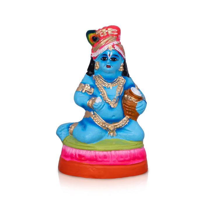 Butter Krishna Paper Mache Golu Bommai – 6 X 3.25 Inches | Giri Golu Doll / Navaratri Golu Bomma / Gombe / Kolu Bommai