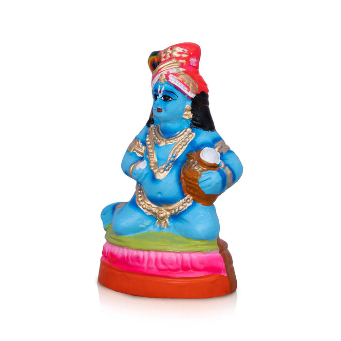 Butter Krishna Paper Mache Golu Bommai – 6 X 3.25 Inches | Giri Golu Doll / Navaratri Golu Bomma / Gombe / Kolu Bommai