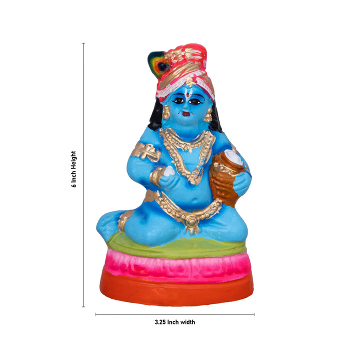 Butter Krishna Paper Mache Golu Bommai – 6 X 3.25 Inches | Giri Golu Doll / Navaratri Golu Bomma / Gombe / Kolu Bommai