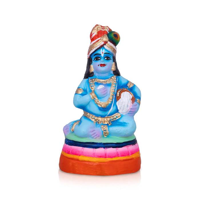 Butter Krishna Paper Mache Golu Bommai – 7.5 X 4 Inches | Giri Golu Doll / Navaratri Golu Bomma / Gombe / Bommai