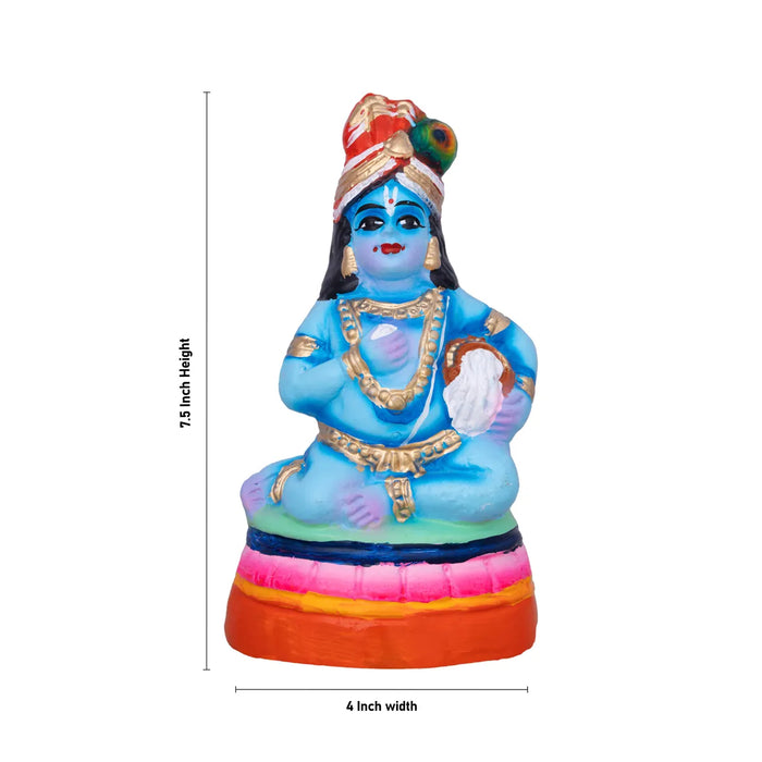 Butter Krishna Paper Mache Golu Bommai – 7.5 X 4 Inches | Giri Golu Doll / Navaratri Golu Bomma / Gombe / Bommai