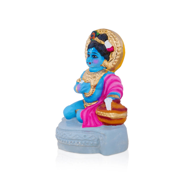 Butter Krishna Clay Golu Bommai - 6.5 x 5 Inches | Giri Golu Doll/ Navaratri Golu Bomma/ Dasara Doll