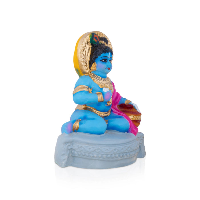 Butter Krishna Clay Golu Bommai - 6.5 x 5 Inches | Giri Golu Doll/ Navaratri Golu Bomma/ Dasara Doll