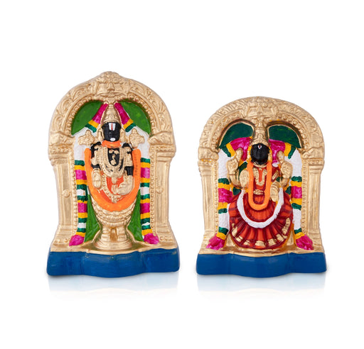 Perumal Thayar Paper Mache Golu Bommai Pair - 8 x 5 Inches | Giri Golu Doll/ Navaratri Golu Bomma/Gombe/Bommai - Paper Mache Kolu Bommai