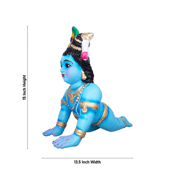 Crawling Krishna Paper Mache Golu Bommai – 15 X 13.5 Inches | Giri Golu Doll / Navaratri Golu Bomma / Gombe / Bommai