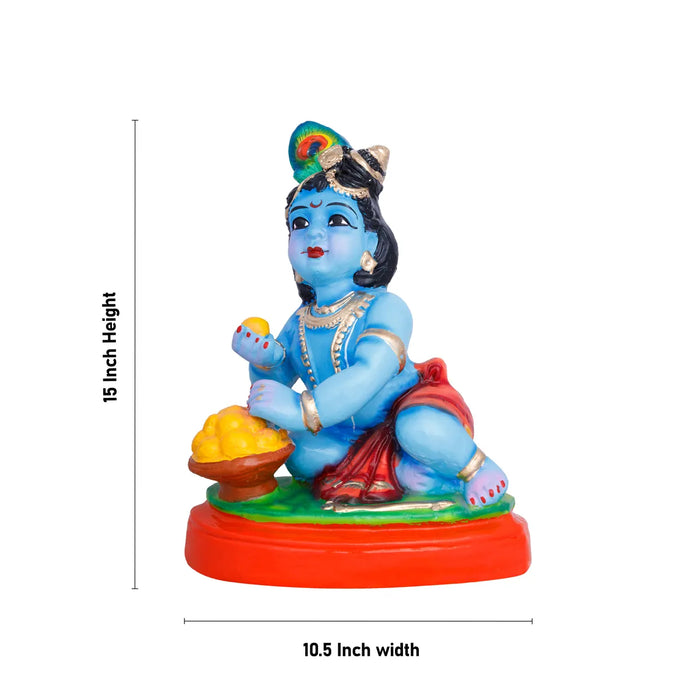 Laddu Krishna Paper Mache Golu Bommai – 15 X 10.5 Inches | Giri Golu Doll / Navaratri Golu Bomma / Gombe / Bommai