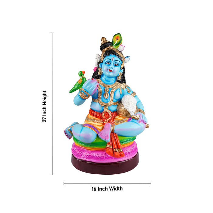 Butter Krishna Paper Mache Golu Bommai - 27 x 16 Inches | Giri Golu Doll/ Navaratri Golu Bomma/Gombe