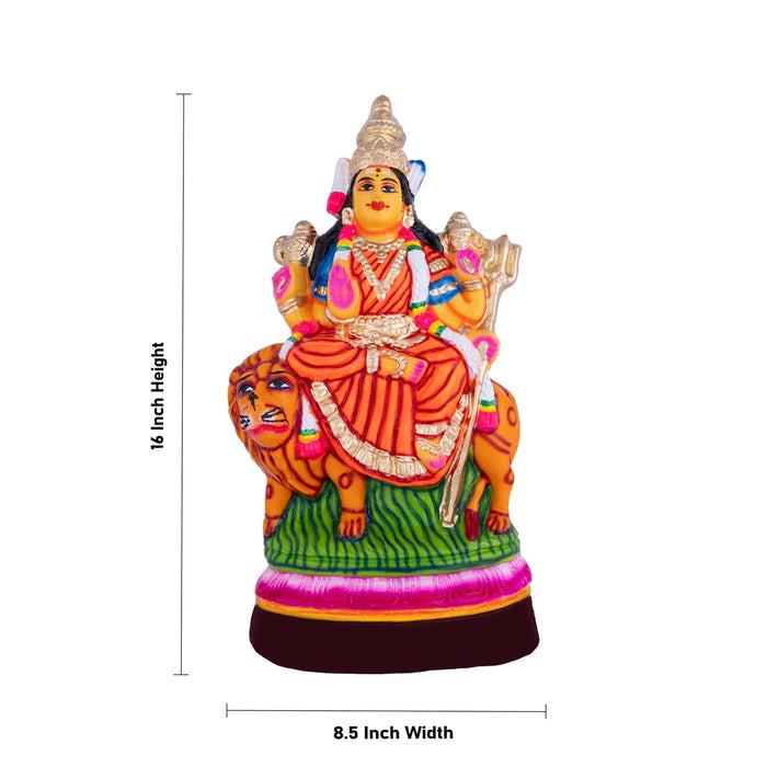 Durga Idol Paper Mache Golu Bommai - 16 x 8.5 Inches | Giri Golu Doll/ Navaratri Golu Bomma/Gombe/Bommai - Paper Mache Kolu Bommai