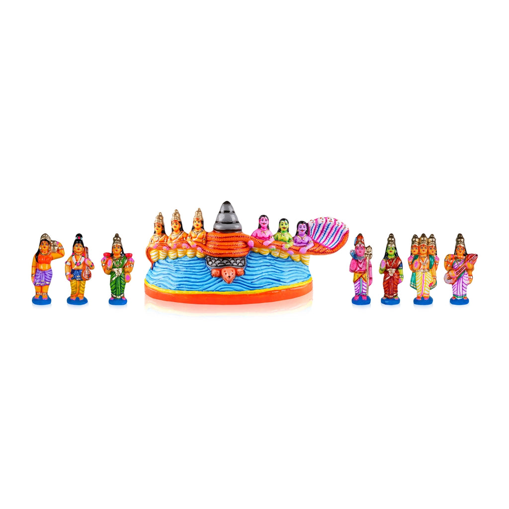 Thiruparkadal Clay Golu Bommai Set - 11 x 22 Inches | Giri Golu Doll/ Navaratri Golu Bomma/ Gombe