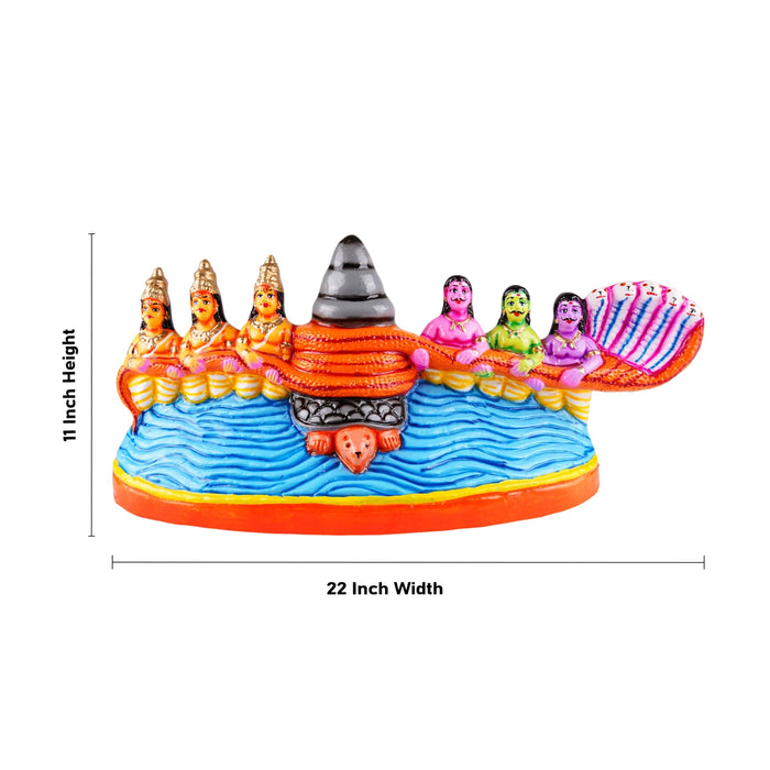 Thiruparkadal Clay Golu Bommai Set - 11 x 22 Inches | Giri Golu Doll/ Navaratri Golu Bomma/ Gombe