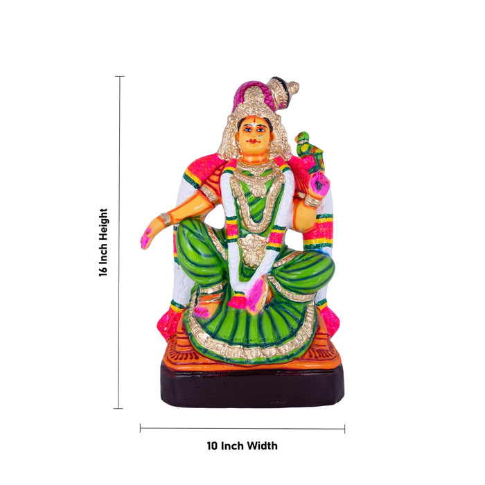 Bala Andal Statue Paper Mache Golu Bommai - 16 x 10 Inches | Giri Golu Doll/ Navaratri Golu Bomma/Gombe/Bommai - Paper Mache Kolu Bommai