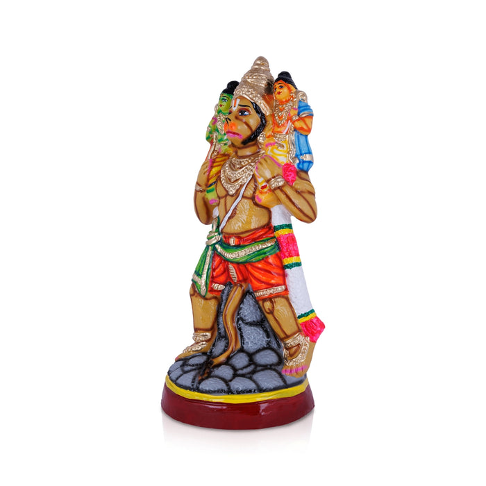 Hanuman Murti Carrying Ram Lakshman Paper Mache Golu Bommai- 15 x 7 Inches | Giri Golu Doll/Navaratri Golu Gombe - Paper Mache Kolu Bommai