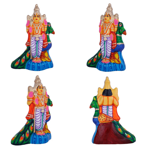 Murugan Valli Deivanai Statue Paper Mache Golu Bommai Set - 10 X 6.5 Inches | Giri Golu Doll/ Navaratri Gombe - Paper Mache Kolu Bommai