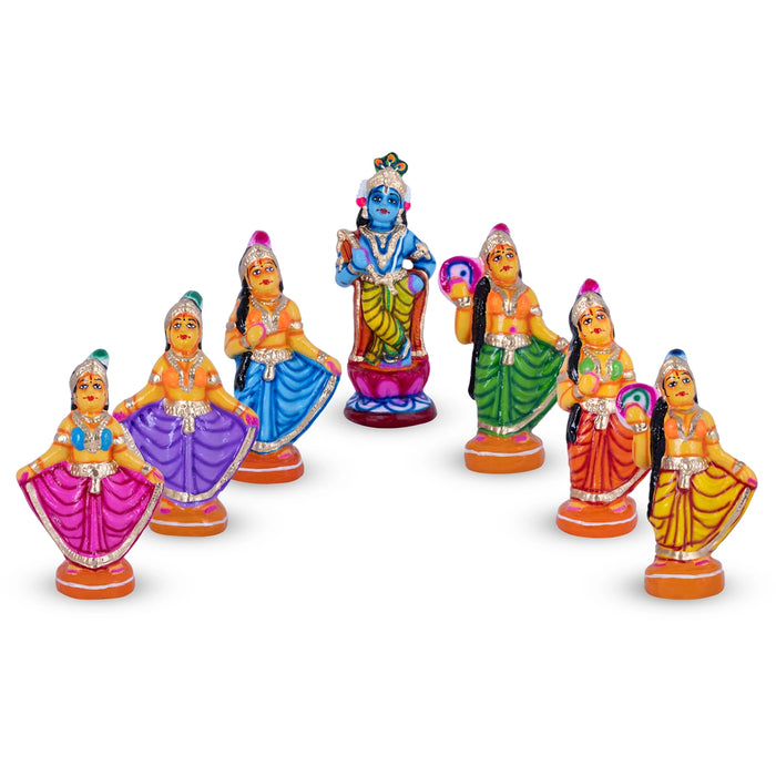 Krishna Murti With Gopiyar Clay Golu Bommai Set