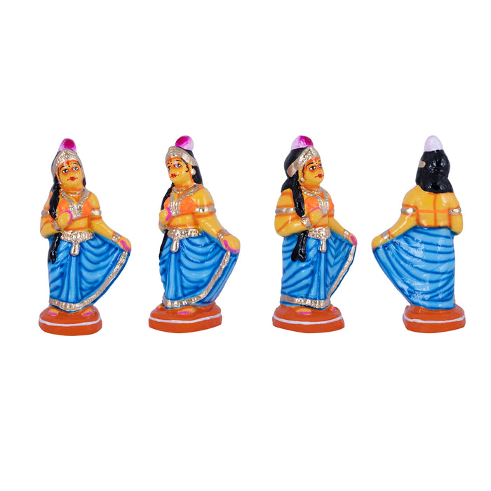 Krishna Murti With Gopiyar Clay Golu Bommai Set - 9 X 3.5 Inches | Giri Golu Doll/ Navaratri Golu Bommai/ Gombe - Clay Kolu Bommai
