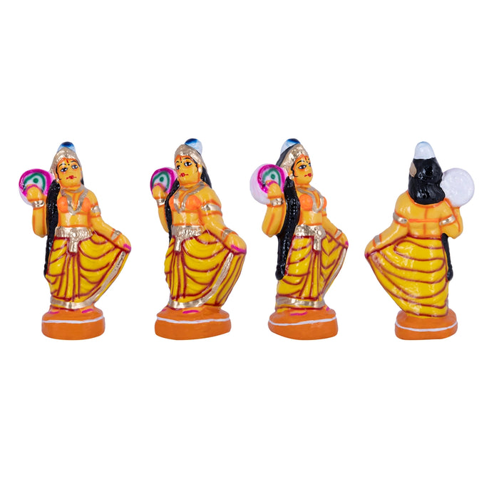 Krishna Murti With Gopiyar Clay Golu Bommai Set - 9 X 3.5 Inches | Giri Golu Doll/ Navaratri Golu Bommai/ Gombe - Clay Kolu Bommai