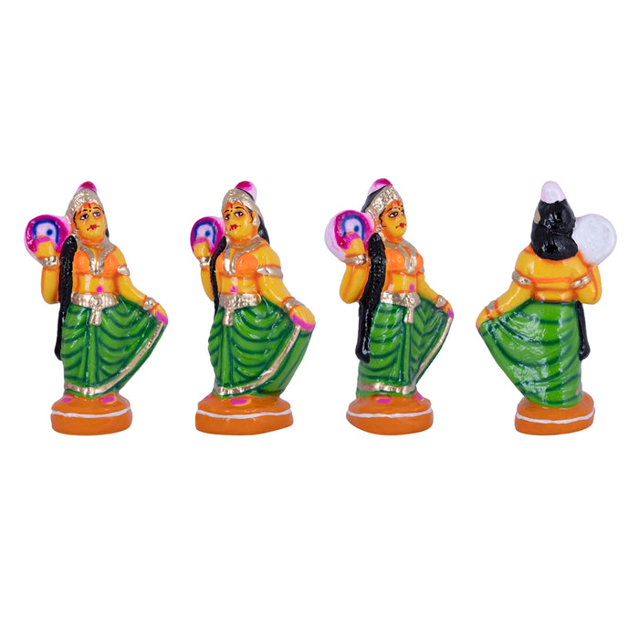 Krishna Murti With Gopiyar Clay Golu Bommai Set - 9 X 3.5 Inches | Giri Golu Doll/ Navaratri Golu Bommai/ Gombe - Clay Kolu Bommai