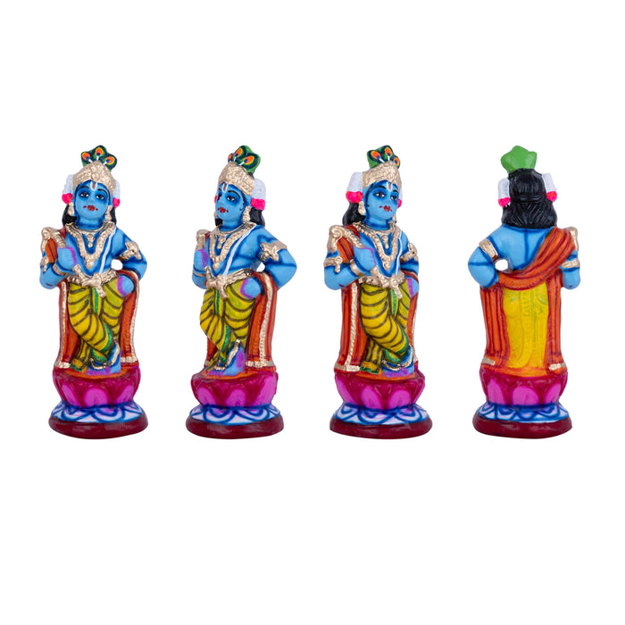 Krishna Murti With Gopiyar Clay Golu Bommai Set - 9 X 3.5 Inches | Giri Golu Doll/ Navaratri Golu Bommai/ Gombe - Clay Kolu Bommai