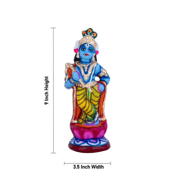 Krishna Murti With Gopiyar Clay Golu Bommai Set - 9 X 3.5 Inches | Giri Golu Doll/ Navaratri Golu Bommai/ Gombe - Clay Kolu Bommai