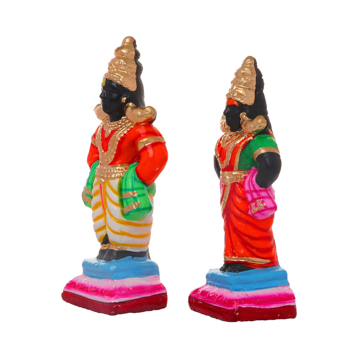 Panduranga Rukmini Clay Golu Bommai - 10 x 4 Inches | Giri Golu Goll/ Navartri Kolu Bommai/ Gombe/ Bommalu