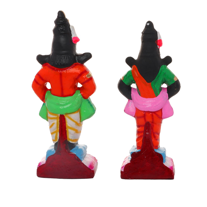 Panduranga Rukmini Clay Golu Bommai - 10 x 4 Inches | Giri Golu Goll/ Navartri Kolu Bommai/ Gombe/ Bommalu