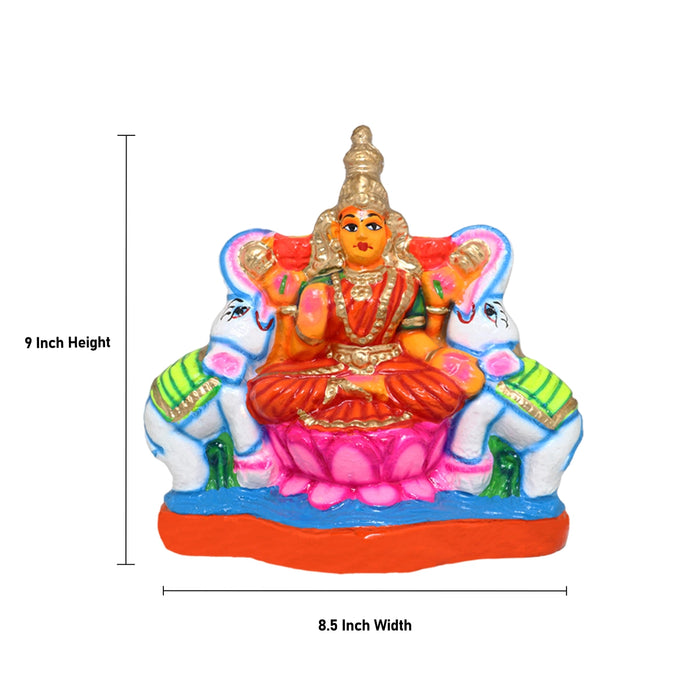Ashtalakshmi Idols Clay Golu Bommai Set - 9 x 8.5 Inches | Giri Golu Doll/ Navaratri Golu Bomma/ Gombe/ Bommai - Clay Kolu Bommai