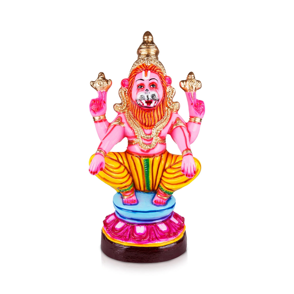 Yoga Narasimhar Paper Mache Golu Bommai - 24 x 11 Inches | Giri Golu Doll/ Navaratri Golu Bomma/Gombe