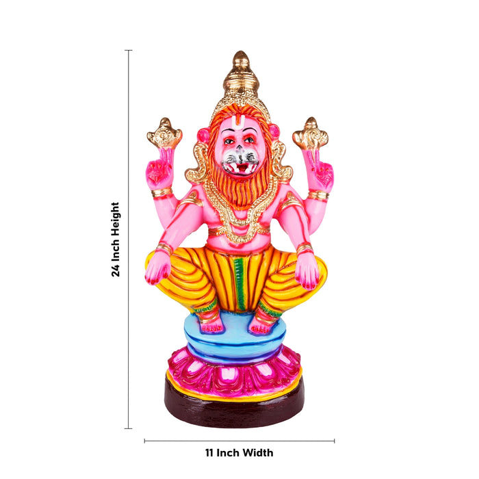 Yoga Narasimhar Paper Mache Golu Bommai - 24 x 11 Inches | Giri Golu Doll/ Navaratri Golu Bomma/Gombe