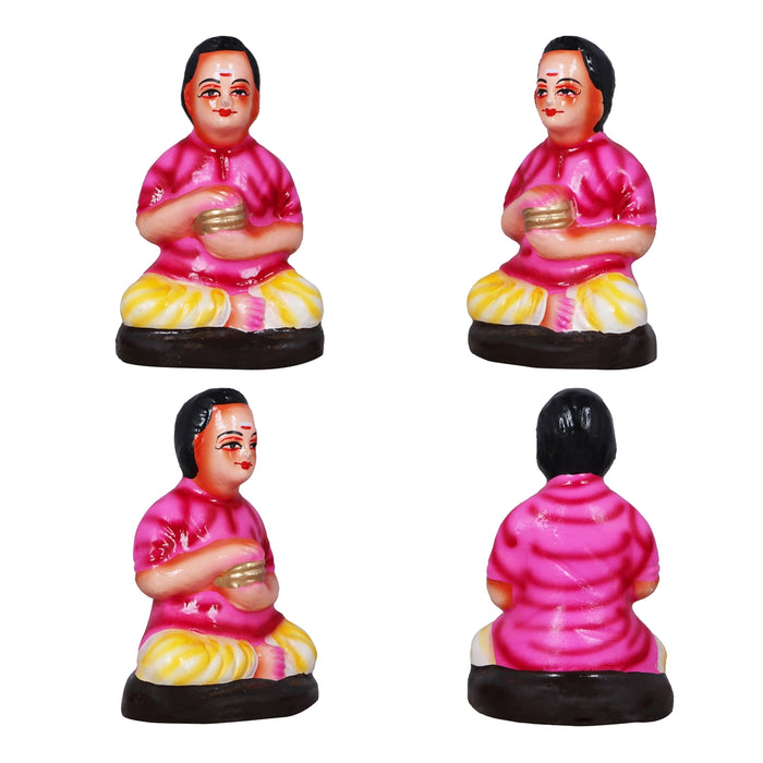 Kalyanam Clay Golu Bommai Set - 7 x 2.5 Inches | Giri Golu Doll/ Navaratri Golu Bomma/Gombe/Bommai - Clay Kolu Bommai