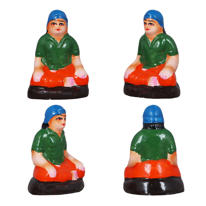 Kalyanam Clay Golu Bommai Set - 7 x 2.5 Inches | Giri Golu Doll/ Navaratri Golu Bomma/Gombe/Bommai - Clay Kolu Bommai