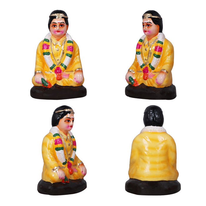 Kalyanam Clay Golu Bommai Set - 7 x 2.5 Inches | Giri Golu Doll/ Navaratri Golu Bomma/Gombe/Bommai - Clay Kolu Bommai